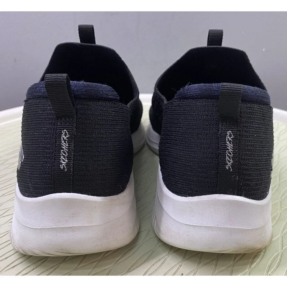 Skechers‎ Womens Black&White Memory Foam Stretch Fit Slip-on Shoes 8
